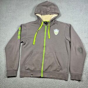Jinx Overwatch Genji Ultimate Hoodie Mens Large Brown Neon Green‎ Zip Up Fleece